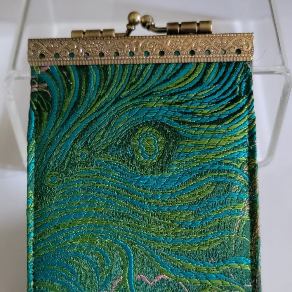 Cathayana RFID Blocking Handmade Accordion 8 Credit Card Wallet Peacock